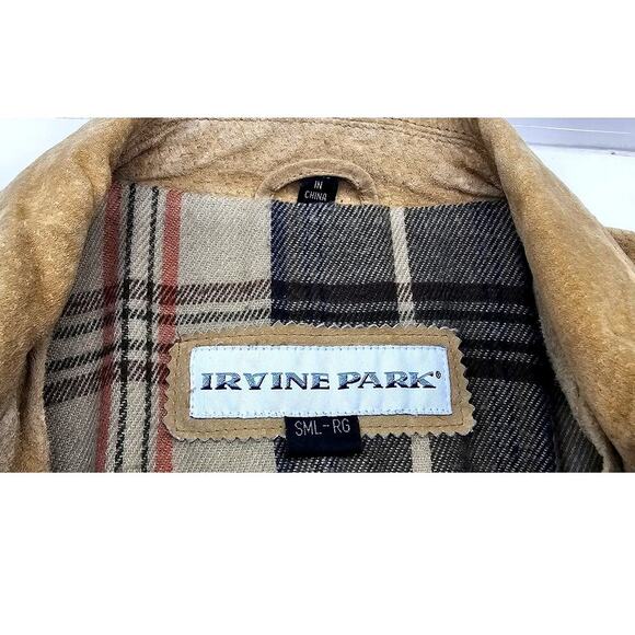 VTG Irvine Park Brown Suede Leather Jacket Zipper & Button Closure Coat Men's S - Picture 4 of 10